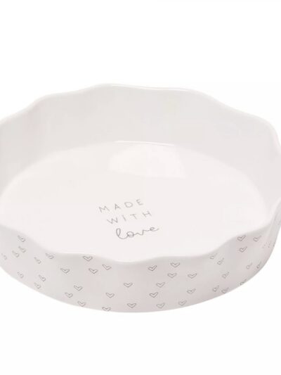 ‘Made with Love’ Scalloped Ceramic Pie Dish