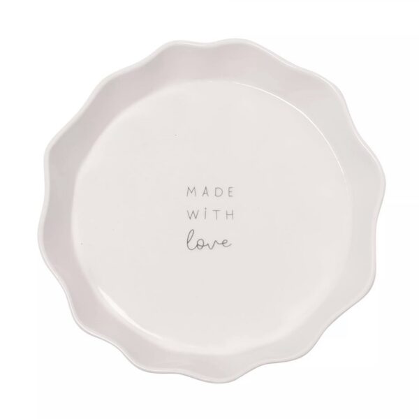 'Made with Love' Scalloped Ceramic Pie Dish - Image 3
