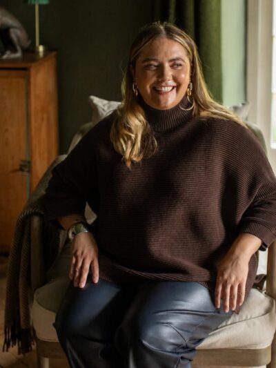 Vicki Cotton Funnel Neck Knit Jumper
