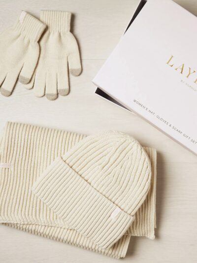 Hat, Glove & Scarf Set – Ivory