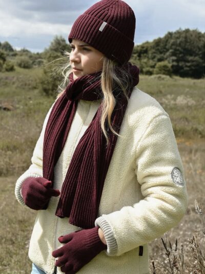 Hat, Glove & Scarf Set – Burgundy