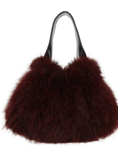 Faux Fur Box Bag in Merlot