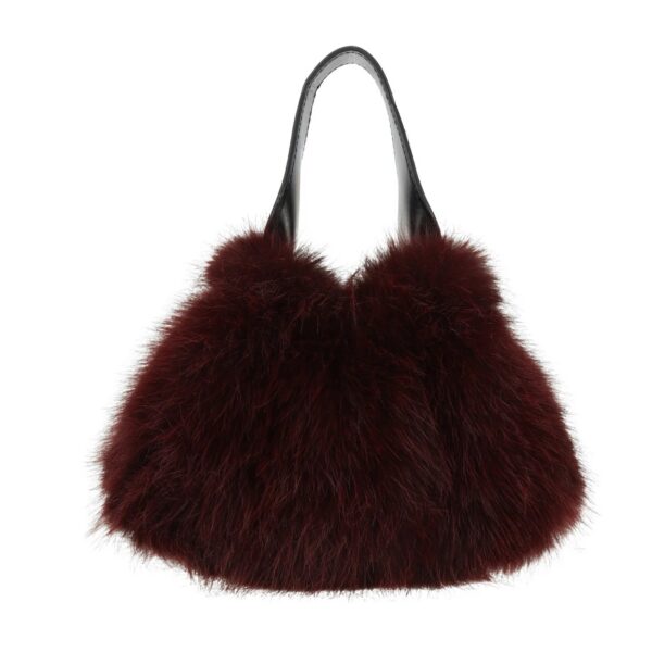 Faux Fur Box Bag in Merlot