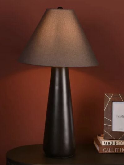 Resin Table Lamp with Brown Shade