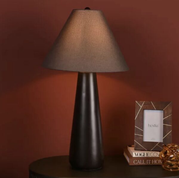 Resin Table Lamp with Brown Shade