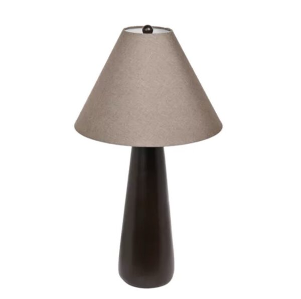 Resin Table Lamp with Brown Shade - Image 2