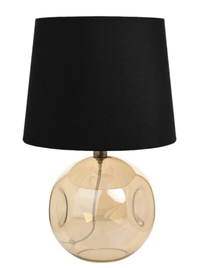 Amber Glass Table Lamp with Black Shade