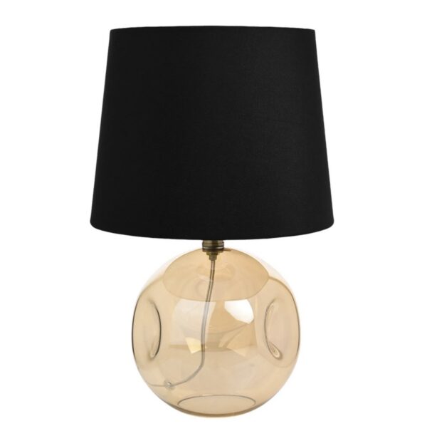 Amber Glass Table Lamp with Black Shade