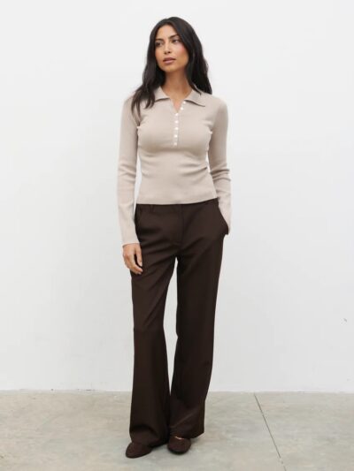 Marione Button Down Knit Polo Top