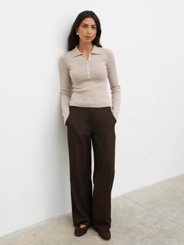 Marione Button Down Knit Polo Top - Image 4