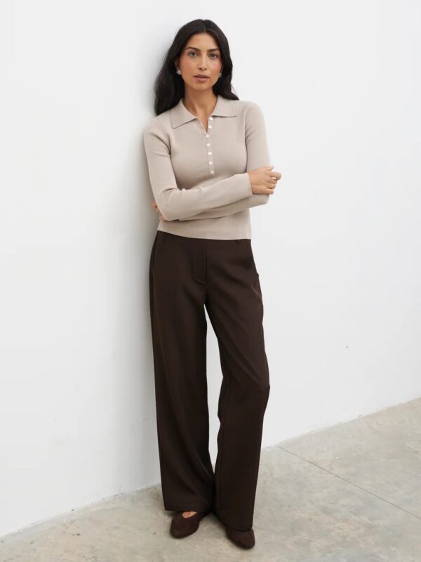 Marione Button Down Knit Polo Top - Image 6