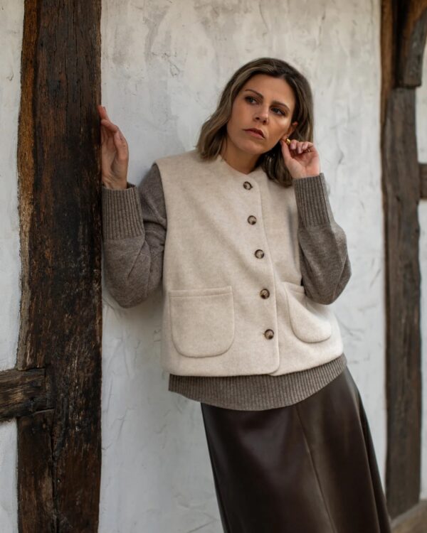 Devon Wool Blend Jumper - Greige - Image 3