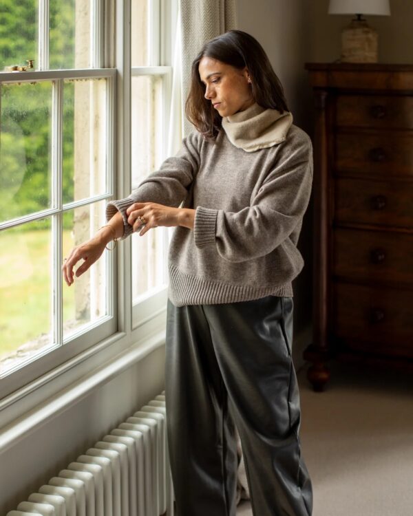 Devon Wool Blend Jumper - Greige - Image 2