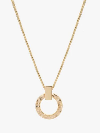 Palm Textured Disc Pendant Necklace