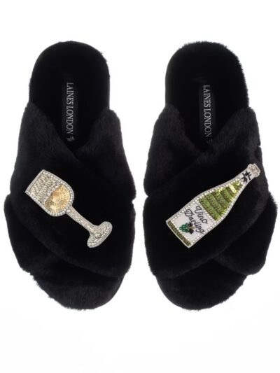 Black Vino Darling Slippers