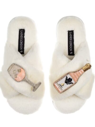 White Angelic Rosé Wine Slippers