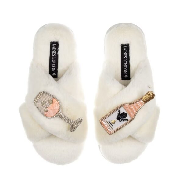White Angelic Rosé Wine Slippers