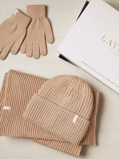 Hat, Glove & Scarf Set – Nude