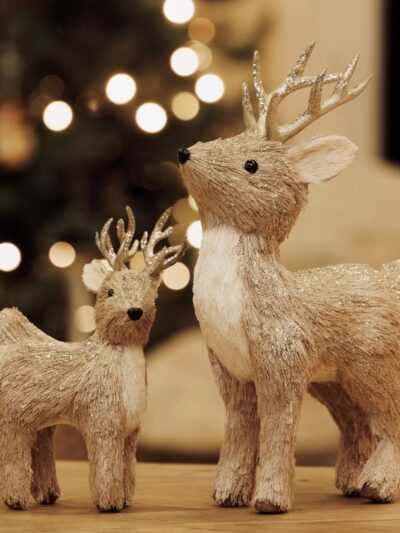 Standing Straw Deer Christmas Decoration