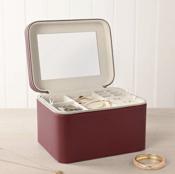 Large Jewellery Box – Burgundy, Black & Cream - Image 4