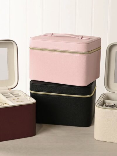 Large Jewellery Box – Burgundy, Black & Cream
