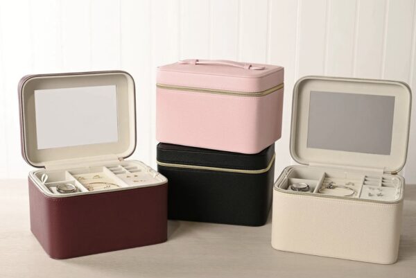 Large Jewellery Box – Burgundy, Black & Cream
