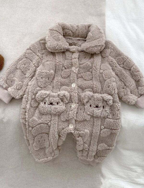 Fur Bear Fluffy Coat Romper
