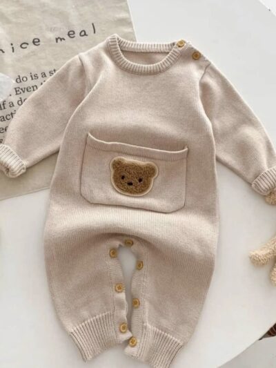 Knitted Baby Bear Playsuit