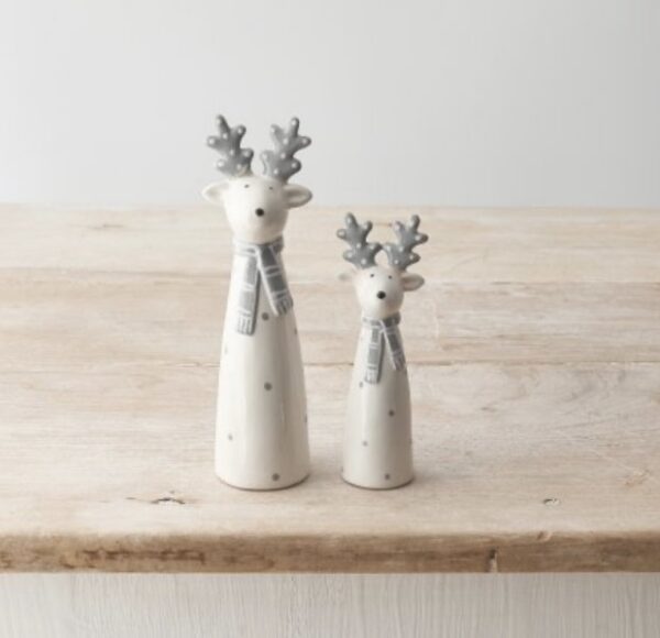 Grey & White Ceramic Reindeer