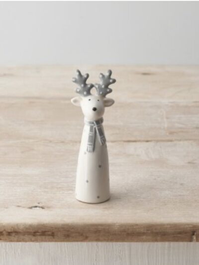 Grey & White Ceramic Reindeer